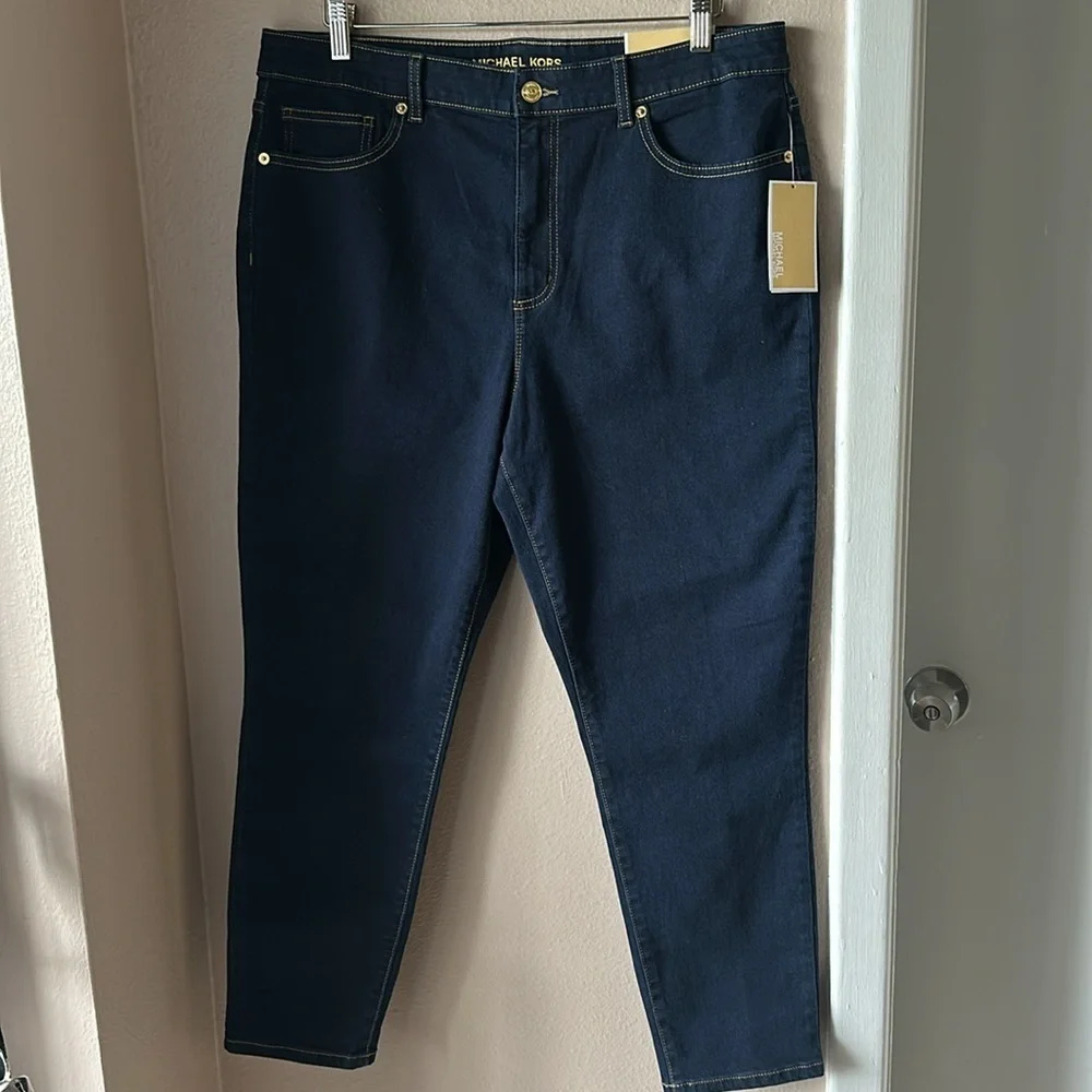 NWT MICHAEL KORS Selma High Rise Midnight Wash Skinny Ankle